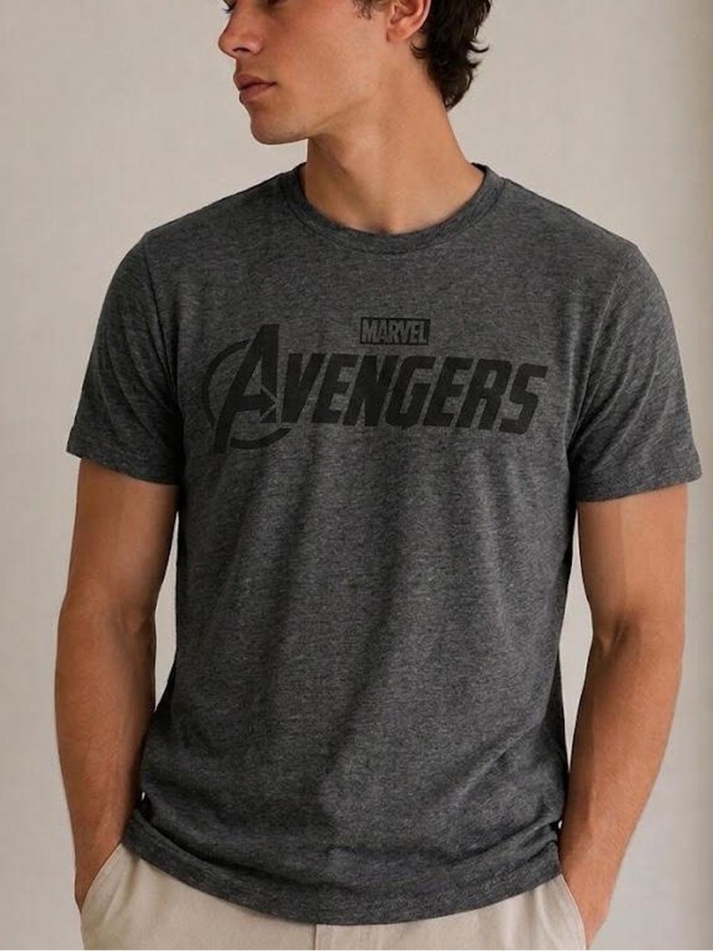 Marvel Avengers Tonal Logo Gray Graphic T-Shirt